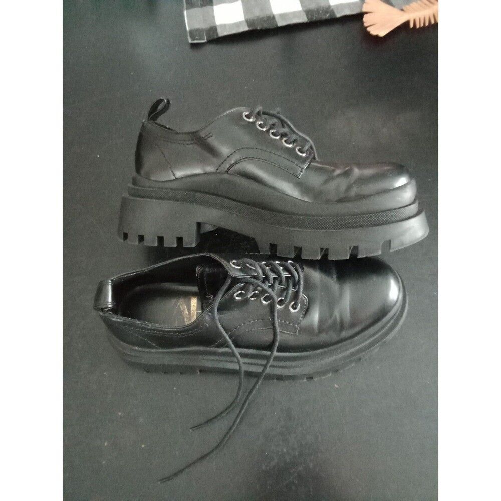 Zara Black Platform Lace-Up Oxfords